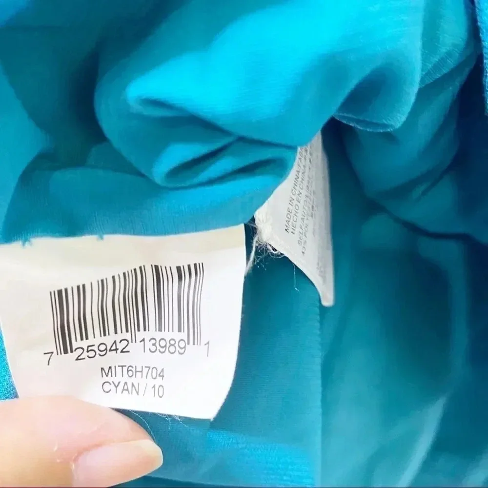BCBGMAXAZRIA CYAN Crinkle‎ Ruched Mini Dress 90s Y2K Sz 10